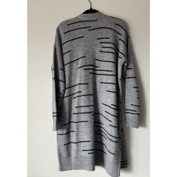 360 Sweater Size Medium Long Wool Alpaca Blend Gray Sweater Open Cardigan Boho - Picture 2 of 10